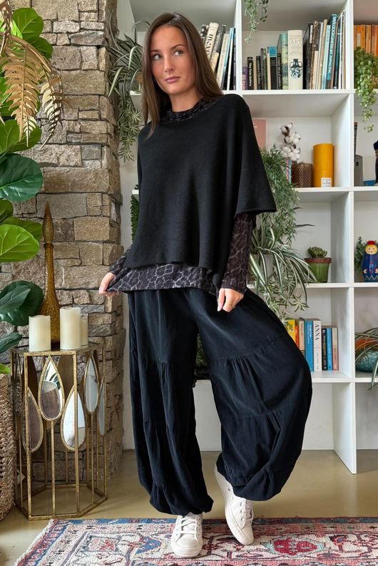 Basso Baby Cord Tiered Cuff Pant Black